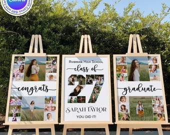 Editable Graduation Photo Collage Template | Editable Grad Photo Sign | Senior Grad Party Sign | Graduation Digital Download