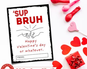 Printable Bruh Valentine Card | Kids Valentine Card | Funny Valentine Card | Tween Printable Valentine Card | Printable Valentine Card