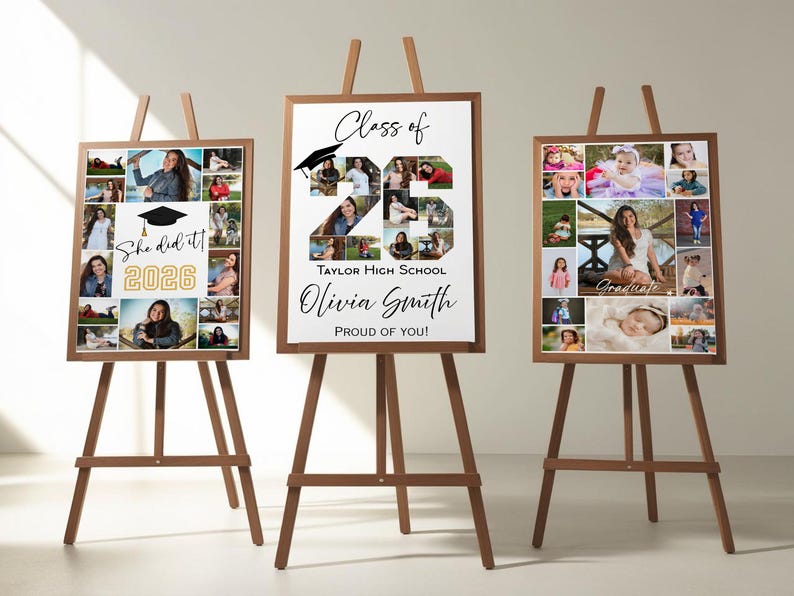 Editable Graduation Photo Collage | 2026 Graduate Collage Signs ...