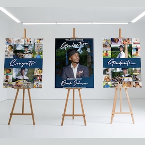 Editable Graduation Photo Collage Template, Editable Grad Photo Collage, Graduation Party Posters, Senior Grad Party Graduation Sign