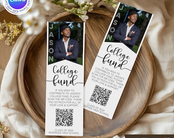 Bearbeitbare Grad College Fund Card | QR-Code Karte | Graduierung bearbeitbare Kartenvorlage | Canva Vorlage | PDF-Download