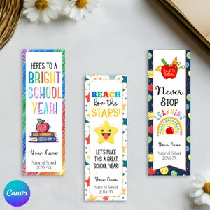 Back to School druckbare Lesezeichen, bearbeitbares Back to School Lesezeichen, Schule Lesezeichen, Lesezeichen Vorlage, Back to School, Canva Vorlage