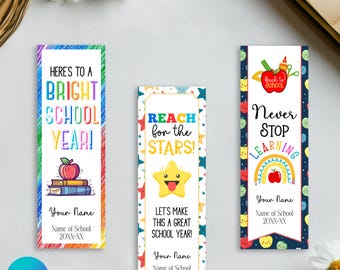 Back to School druckbare Lesezeichen, bearbeitbares Back to School Lesezeichen, Schule Lesezeichen, Lesezeichen Vorlage, Back to School, Canva Vorlage