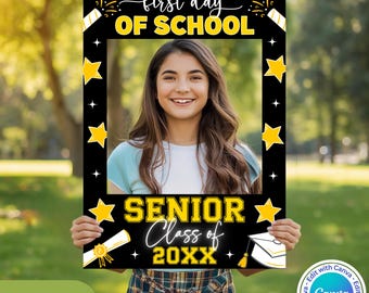 Bearbeitbares Zeichen für den letzten Schultag | Zurück zu Schule Senior Fotorequisite | Senior Prop Schild | Canva Vorlage | PDF-Download