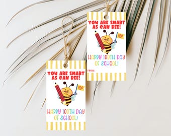 Printable 100 Days of School Tag, 100 Days of School Tags, Printable Student Gift Tag, Printable Treat Bag Tags for Students, Printable Tags