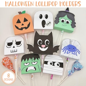 Halloween Lollipop Holder, Editable Lollipop holder, Printable Lollipop holder, Halloween Candy Decor, Set of 8 Halloween Lollipop Holder