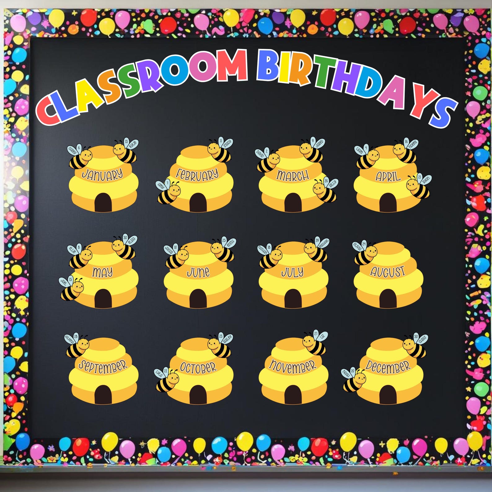 Editable Classroom Birthday Bulletin Board Kit, Beehive Bulletin Board ...