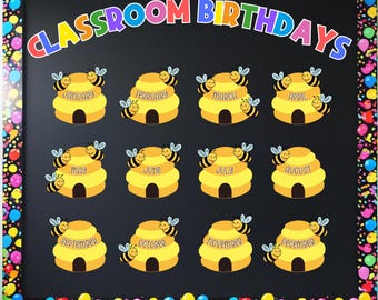 Editable Classroom Birthday Bulletin Board Kit, Beehive Bulletin Board Printable, Classroom Decor, Editable Beehive Bulletin Board Decor