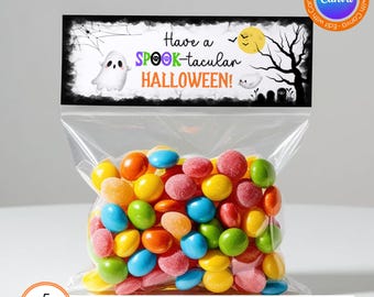 Editable Halloween Treat Topper, Halloween Treat Bag Topper, Spooktacular Halloween, Editable Treat Topper, Treat Topper, Canva Template