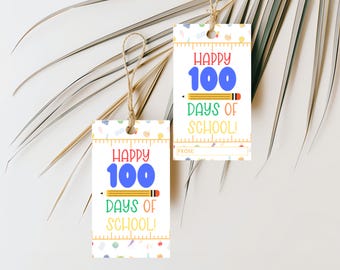 100 Days of School Tags, Printable 100 Days of School Tag, Printable Student Gift Tag, Printable Treat Bag Tags for Students, Printable Tags