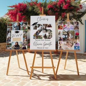 Editable Graduation Photo Collage Template, Editable Grad Photo Collage Sign, Graduation Party Poster set, Senior Grad Party Graduation Sign