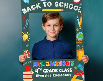 Bearbeitbare Back to School-Fotorequisite, Erster Schultag-Fotorahmen, Erster Schultag-Requisite, Klassenzimmer-Fotorequisite, Canva-Vorlage