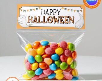 Editable Halloween Treat Topper, Halloween Treat Bag Topper, Happy Halloween Topper, Editable Treat Topper, Treat Topper, Canva Template