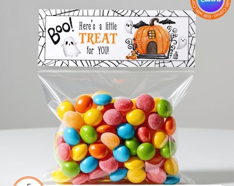 Editable Halloween Treat Topper, Halloween Treat Bag Topper, Treat Topper Template, Editable Treat Topper, Treat Topper, Canva Template