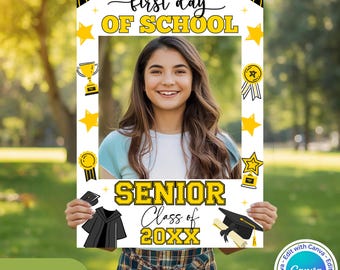 Bearbeitbares Zeichen für den letzten Schultag | Zurück zu Schule Senior Fotorequisite | Senior Prop Schild | Canva Vorlage | PDF-Download