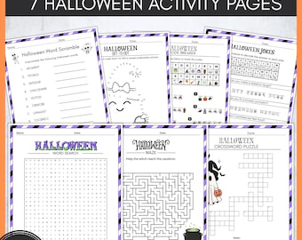 Printable Halloween Activity Set | Kids Halloween Printables | School Classroom Halloween Activity Pages | Halloween Digital Download