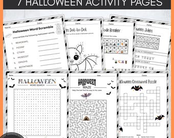 Printable Halloween Activity Set | Kids Halloween Printables | School Classroom Halloween Activity Pages | Halloween Digital Download