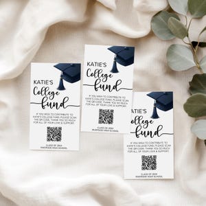 Bewerkbare Grad College Fund Card, QR Code College Fund Card, afstuderen bewerkbare kaartsjabloon, College Fund QR-codesjabloon, Canva-sjabloon
