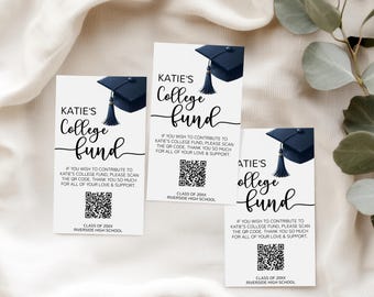 Bearbeitbare Grad College-Fondskarte, QR-Code College-Fondskarte, bearbeitbare Abschlusskartenvorlage, College-Fonds-QR-Code-Vorlage, Canva-Vorlage