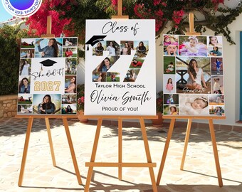 Editable Graduation Photo Collage Set | Photo Collage Sign | Senior Grad Poster Set | Digital Download | Canva Template | PDF Download
