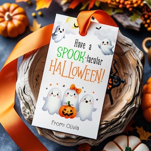 Editable Halloween Gift Tag, Printable Halloween Tag, Editable Gift Tag, Customize Gift Tag, Halloween Gift Tag Template, Canva Template