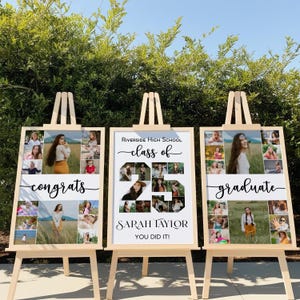 Editable Graduation Photo Collage Template, Editable Grad Photo Collage Sign, Graduation Party Poster set, Senior Grad Party Graduation Sign
