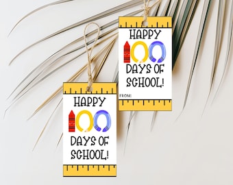 Printable 100 Days of School Tag, 100 Days of School Tags, Printable Student Gift Tag, Printable Treat Bag Tags for Students, Printable Tags