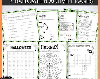 Printable Halloween Activity Set | Kids Halloween Printables | School Classroom Halloween Activity Pages | Halloween Digital Download