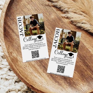 Bewerkbare Grad College Fund Card, QR Code College Fund Card, Grad bewerkbare fotokaartsjabloon, College Fund QR-codesjabloon, Canva-sjabloon