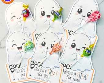 Editable Halloween Lollipop Holders | Cute Ghost Lollipop Holder | Halloween Digital Download | Canva Template