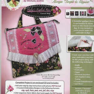 Stickdatei Englische Rose Reisetasche, Stickdatei für Husqvarna Viking Maschinen