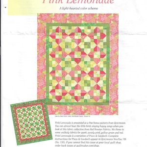 Kit y patrón Pink Lemonade de Quiltmaker.