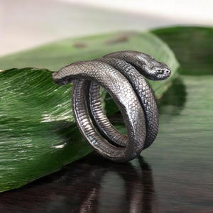 Handmade Sterling Silver Double Headed Snake Ring: Gothic Serpent Jewelry