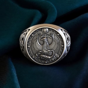 Scorpio Zodiac Signet Ring: 925 Sterling Silver Astrology Jewelry