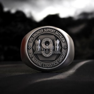 9th Engineer Support Battalion Ring: Sterling Silver USMC Veteran Jewelry