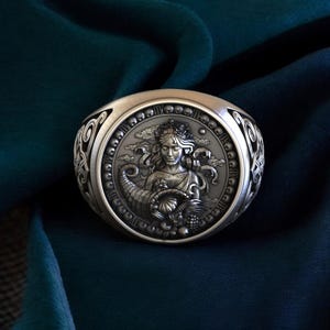 Sterling Silver Virgo Ring: Handmade Zodiac Signet, Astrology Gift