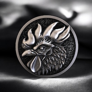 Handmade Rooster Sterling Silver Signet Ring: Bold Farm Animal Jewelry