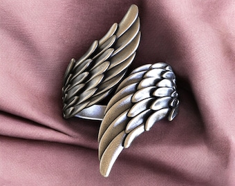 Angelic Wings Sterling Silver Ring: Handmade Feather Jewelry