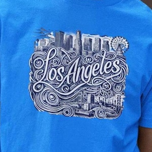 Los Angeles Graphic Tee, LA, California, Casual Style, Streetwear, Dodgers, Travel Souvenir, City Pride Shirt, Royal Blue, Los Angeles Gift