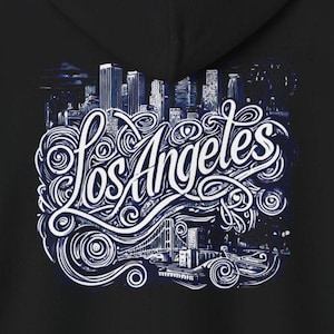 Los Angeles Graphic Hoodie, LA, California, Casual Style, Streetwear, Dodgers, Travel Souvenir, City Pride Shirt, Los Angeles Gift