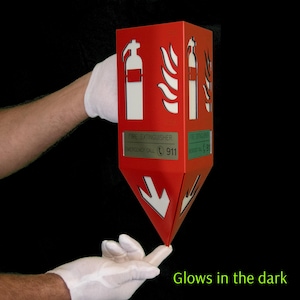 Enseigne 3D pour extincteur : phosphorescente, conforme à la norme ISO 7010