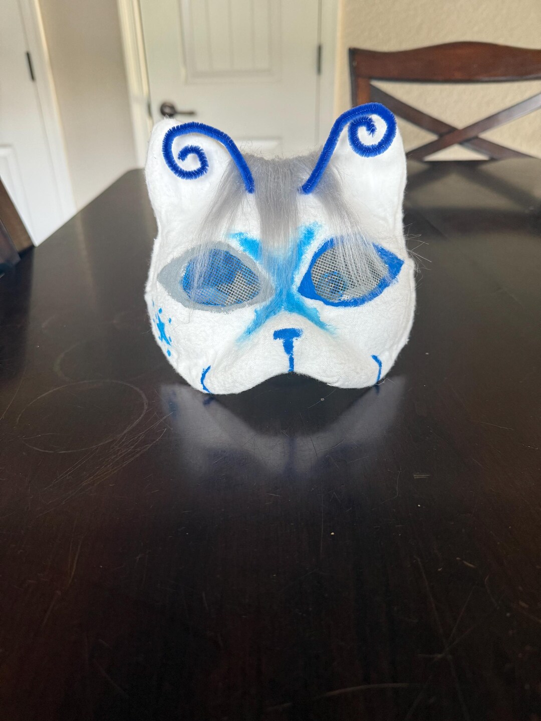 Blue and Gray Alien Cat Mask - Etsy