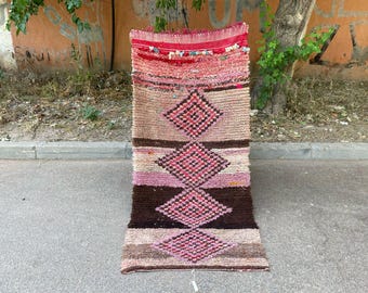 Vintage Azilal Berber Runner Rug: Hand-Knotted Bohemian Decor (6x3 FT, 1990s