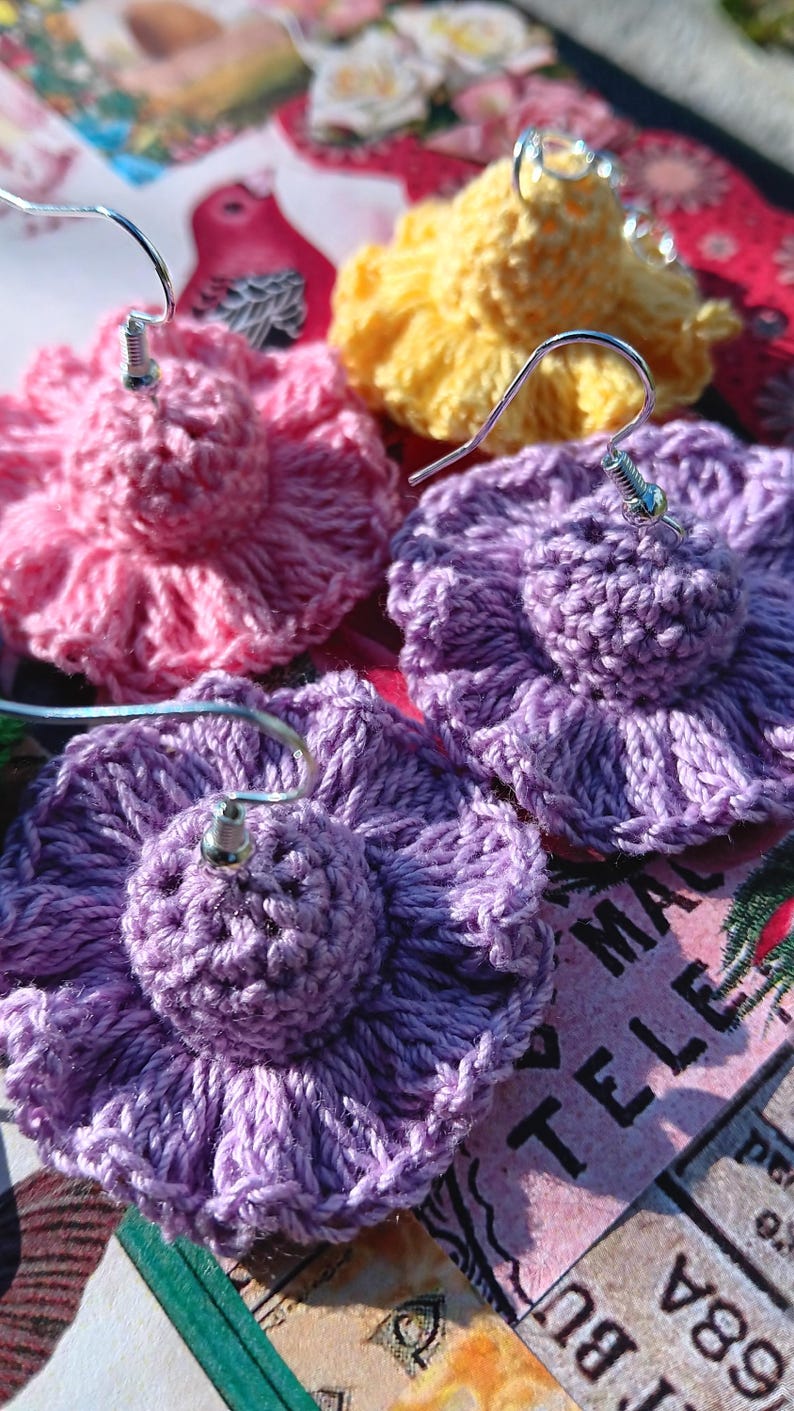 Handmade Buckhat crochet earrings. Instant video download.