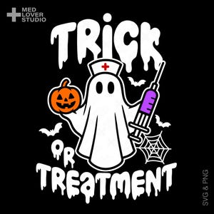 Halloween Nurse SVG PNG: Trick or Treatment Funny Medical Worker Costume Design (Digital Download)