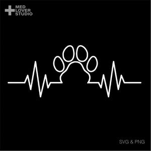 Paw Print Heartbeat Svg Png, Vet Tech Svg, Weterynarz, Prezent z podziękowaniami dla technika weterynarii, Cyfrowe pobieranie Sublimacja PNG, SVG Cricut
