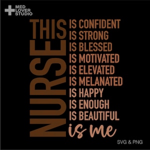 Proud Black Nurse SVG PNG: Confident, Strong, Blessed Empowered Melanin Nurses Design (Digital Download)