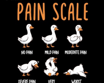 Scala del dolore con oca PNG: design divertente per la settimana degli infermieri e per magliette con umorismo per gli operatori sanitari (download digitale)