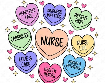 Valentine Nurse Candy Heart PNG: Sweet RN Nurse Medical Worker Gift (Digital Download)