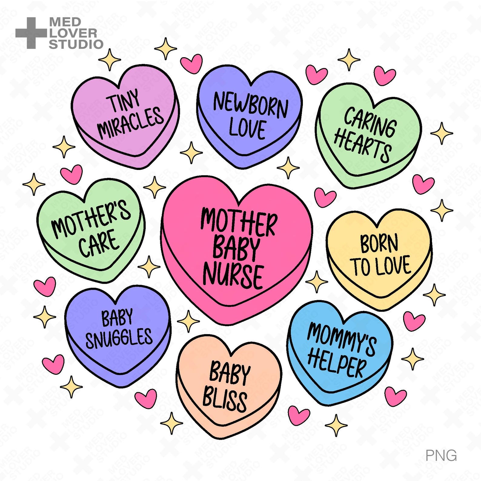 Valentine Nurses Candy Heart PNG: OB L&D Mother Baby Nurse Design ...